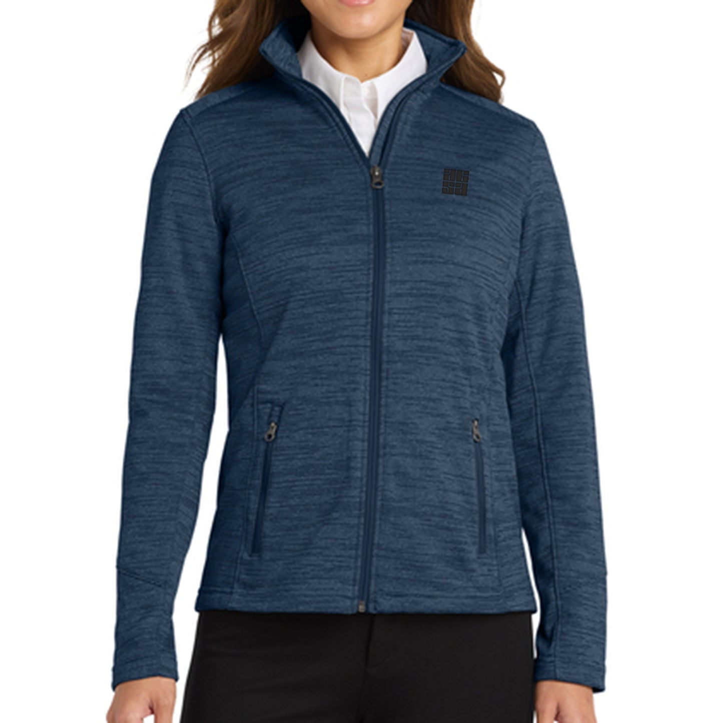 Women's Digi Stripe Fleece Jacket, Navy