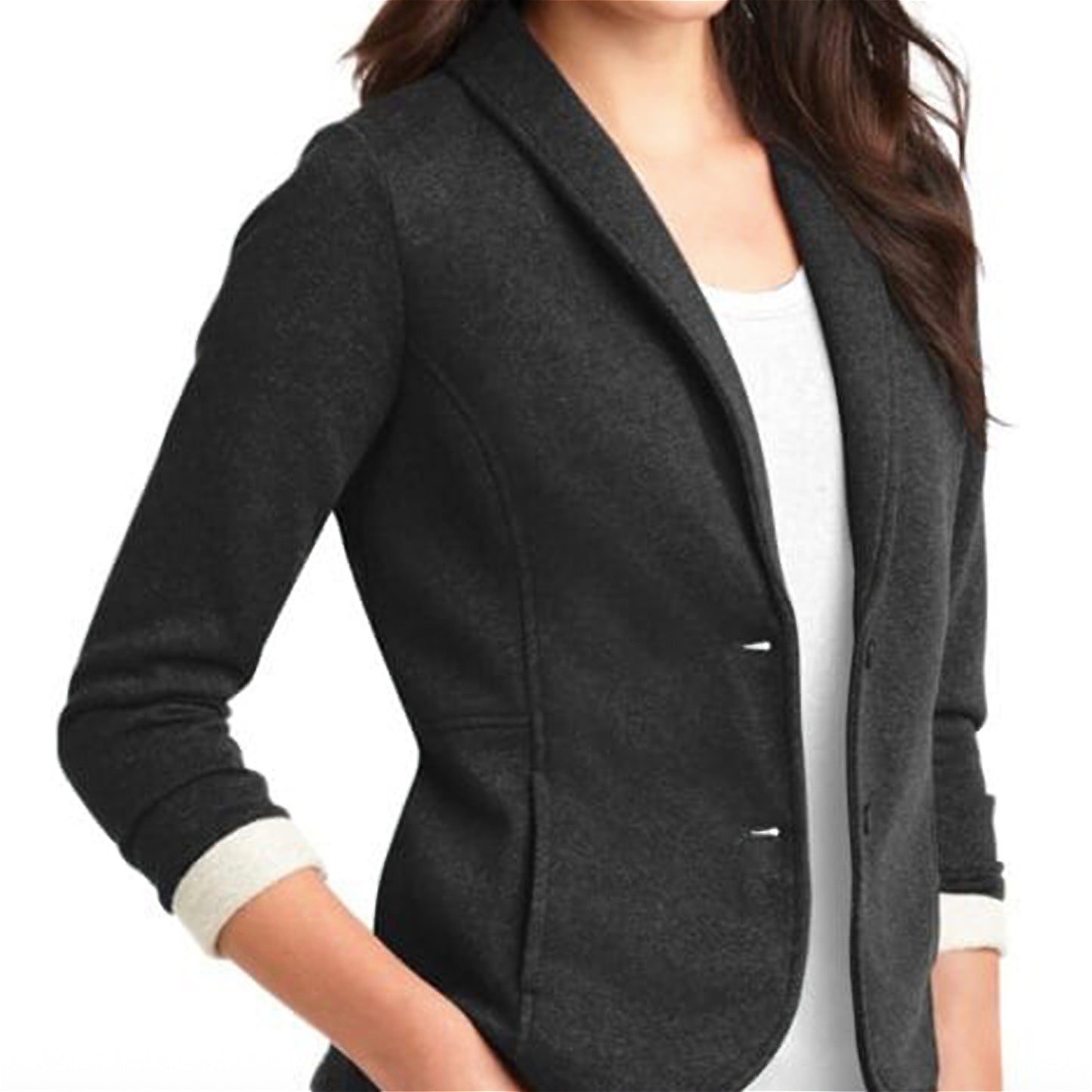 Women's Fleece Blazer Jacket, Heathered Gray