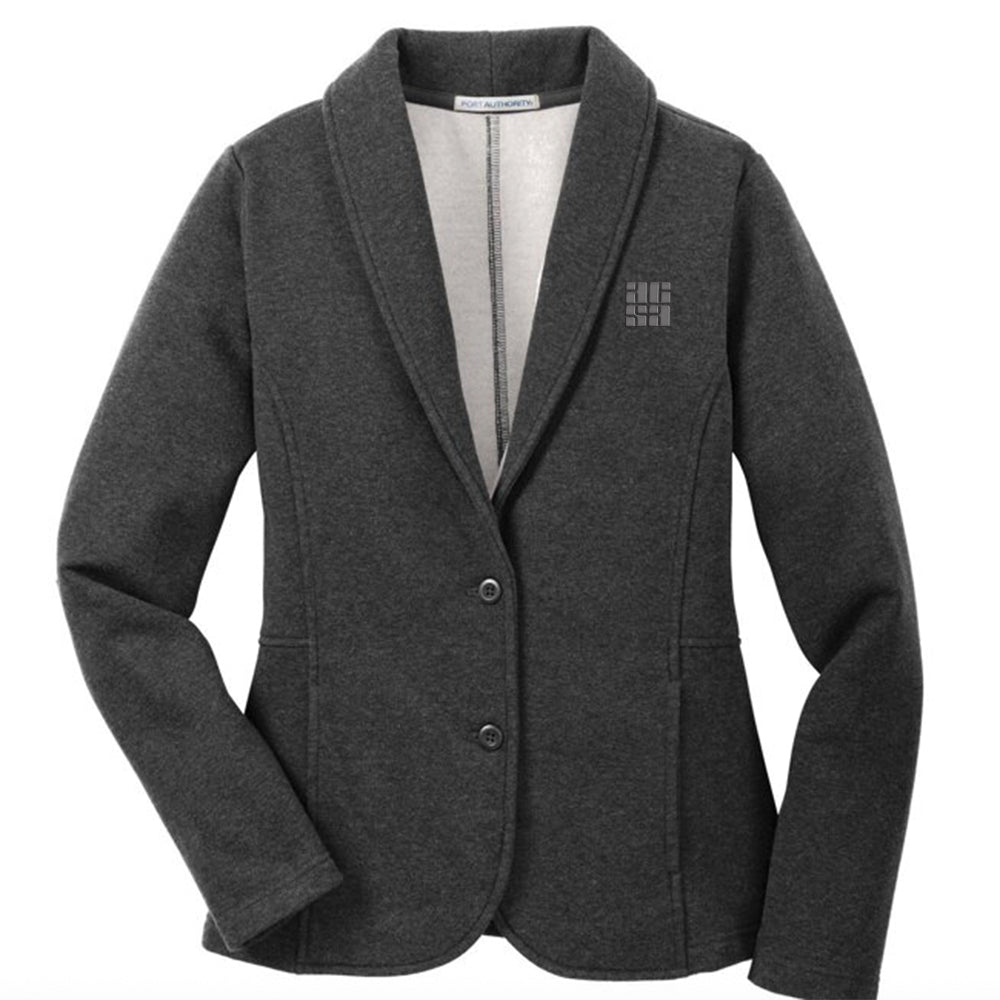 Women's Fleece Blazer Jacket, Heathered Gray