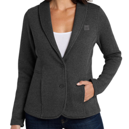 Women's Fleece Blazer Jacket, Heathered Gray
