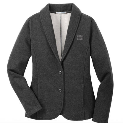 Women's Fleece Blazer Jacket, Heathered Gray