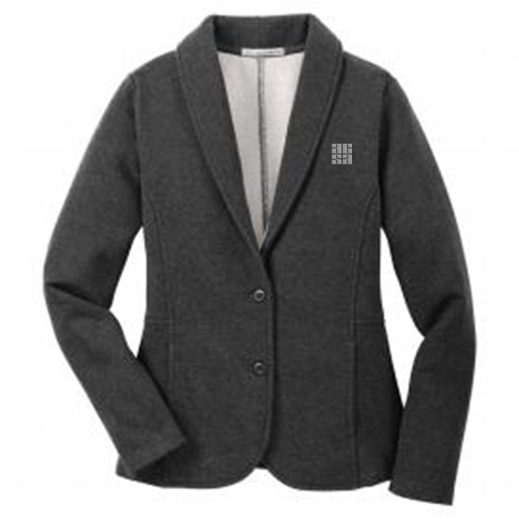 Women's Fleece Blazer Jacket, Heathered Gray